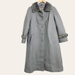 Vintage Karner Alpaca Wool Gray Long Coat Size L